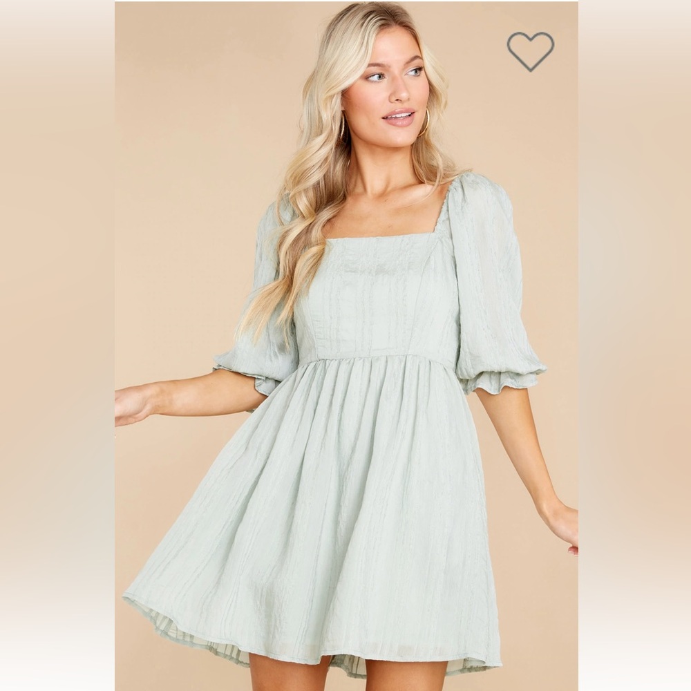 Time After Time Sage Dress with Square Neck by the brand Red Dress in Size Small